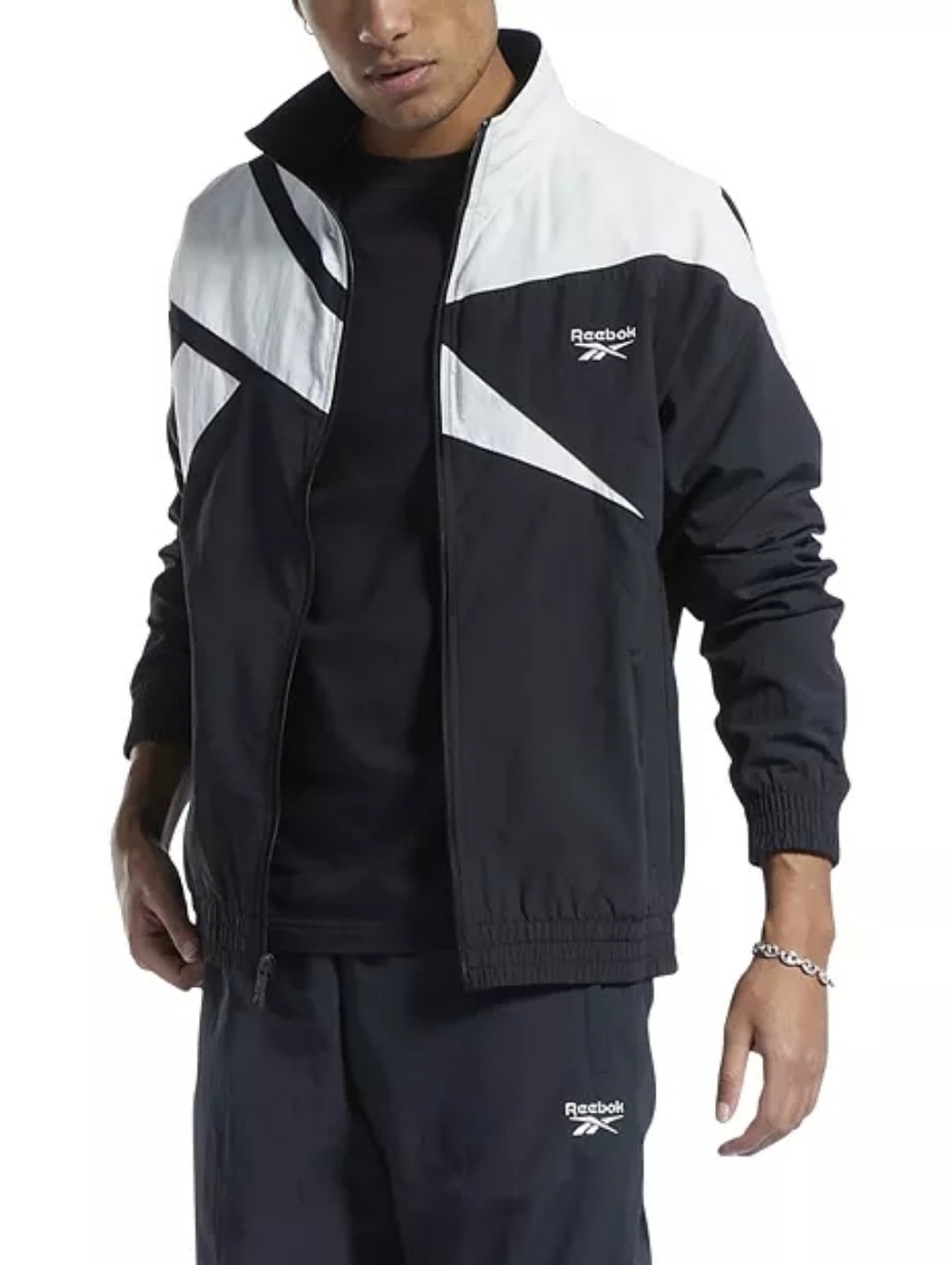 Reebok Men's Classic Vector Track Jacket In Night Black Size SMALL